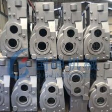 Heavy-duty cast gearbox housings for industrial transmissions.